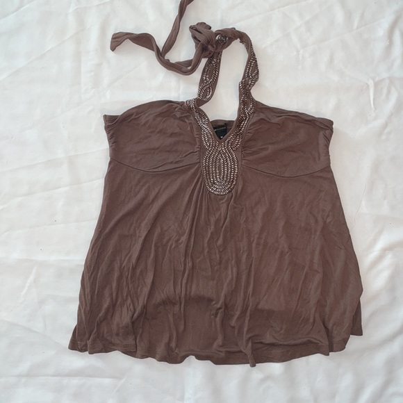 BCBGMaxAzria Brown Beaded Halter top Size M - Picture 3 of 5